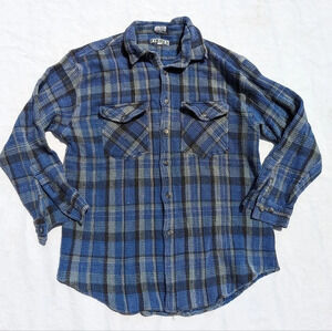 Vintage 90s  Grunge Waffle Fabric Collared Button Up - Mens XL Unisex Oversized